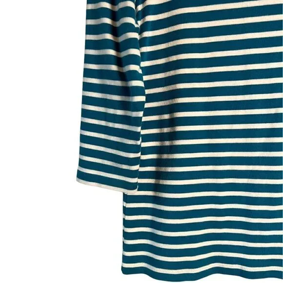 Talbots Green and White Striped Women's Size Large Long Sleeve Tee - Picture 5 of 11